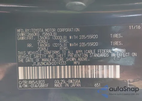 2017 Lexus Rx 350 from USA, damaged, VIN JTJBZMCA0H2019333